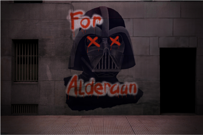 Edited picture of a wall with star wars grafitti on it