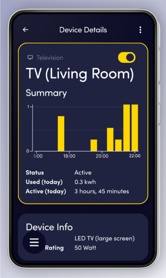 Screenshot of an energy app